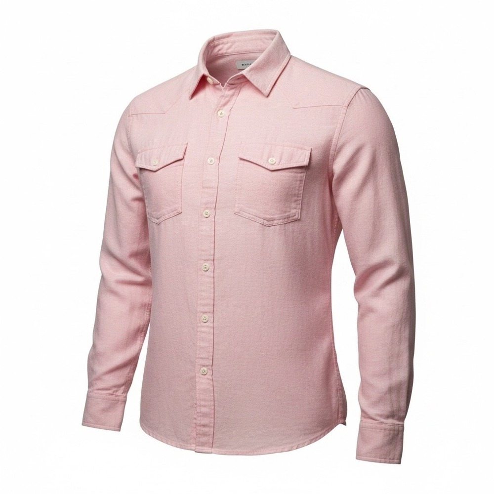 Perry Ellis Men's Large Pink Linen Shirt Long Sleeve Button Down Casual Summer